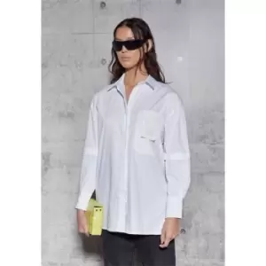 image of Missguided RE STYLD Ovrszd Detachable Sleeve Shirt - White