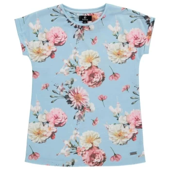 Image of Firetrap Boyfriend All Over Print T Shirt Junior Girls - Sky Floral