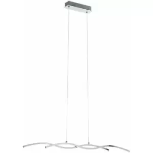 Image of Pendant Light Colour Chrome Aluminium Shade White Plastic Bulb LED 2x9W Included