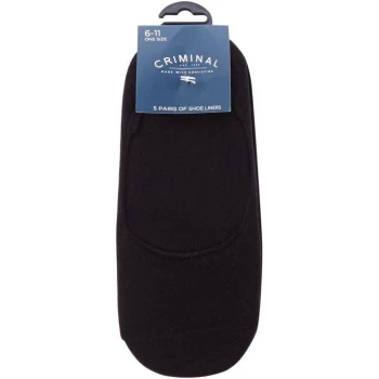 Image of Criminal 5 Pack No Show Socks - Black