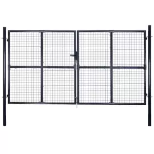 Image of Vidaxl Mesh Garden Gate Galvanised Steel 289X200 Cm Grey