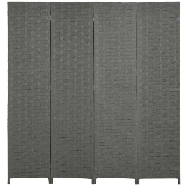 Image of 4 Panel Folding Wall Divider Room Wave Fibre Privacy Screen Panel Grey