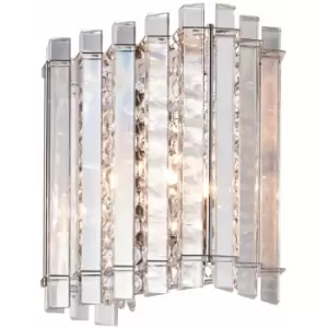 image of Glass Wall Light Clear Crystal & Chrome Plate 28W G9 Dimmable Living Room