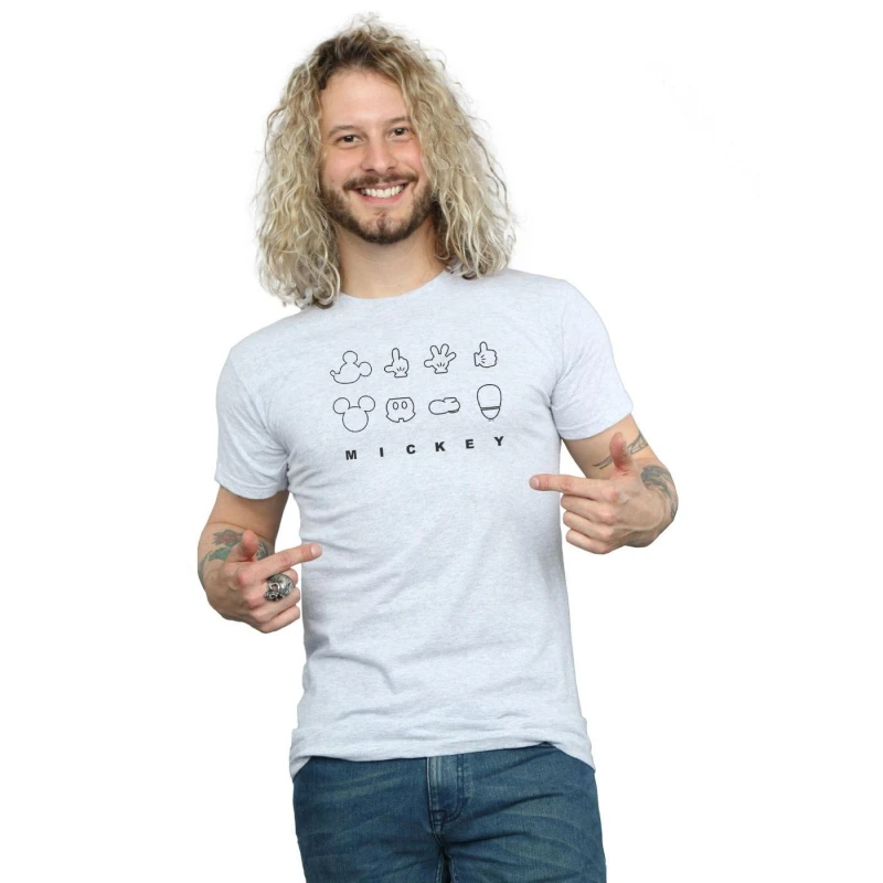 Image of Disney Men Mickey Mouse Dnstructed T-Shirt in Grey Size: Small Grey S Male 5059114732722