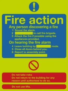 Image of Signslab 300x250 Fire Actn Std S/a Nglo