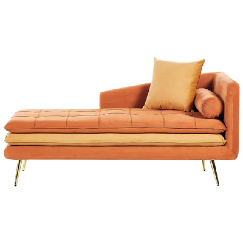 Image of Beliani Right-Hand Chaise Lounge Gonesse Velvet Orange