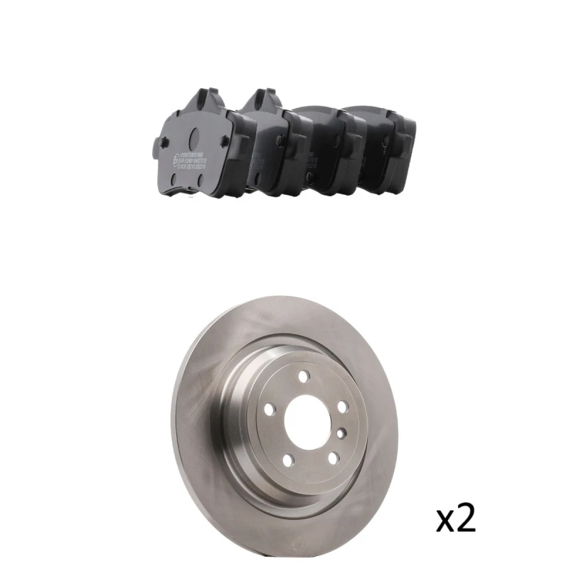 Image of RIDEX 3405B1874 Brake disc and pads set Rear Axle, Brake Disc Type: Solid, excl. wear warning contact Brake Set,disc brakes (3405)