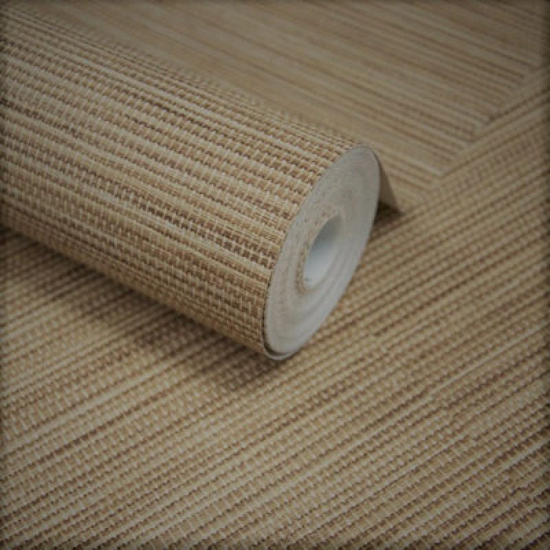 Image of Grandeco Java Grasscloth Weave Textured Wallpaper Natural Deep