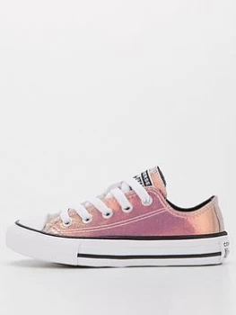 image of Converse Chuck Taylor All Star Shiny Ox Childrens Trainers - Shine, Magic Flamingo, Size 2