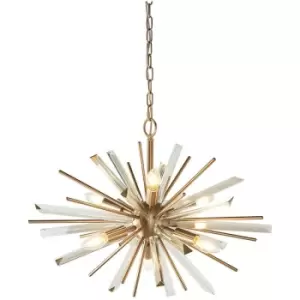 Image of Merano Salerno 6 Light Ceiling Pendant Antique Brass Plate With Champagne Glass