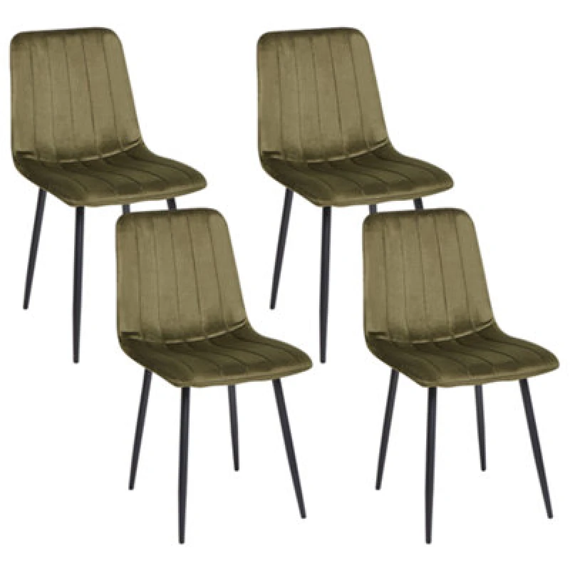 Image of Beliani Set Of 4 Dining Chairs Kalispell Velvet Olive Green