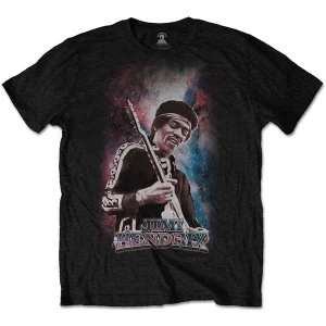 Image of Jimi Hendrix - Galaxy Unisex Large T-Shirt - Black