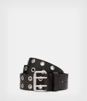 Image of AllSaints Womens Iryna Leather Belt, Black, Size: S/M