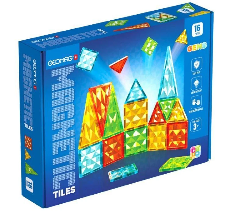 Image of Geomag Magnetic Tiles Gems 16 Pieces, Multi 4100