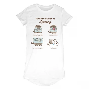 Image of Pusheen - Guide To Relaxing Womens Large T-Shirt Dress - White