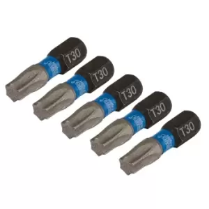 Image of Draper Expert 05496 5pc TX-STAR Impact Screwdriver Bits, T30 x 25mm, 1/4" Hex