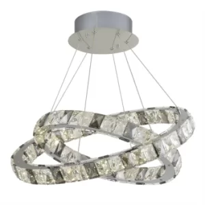 Image of Optica Integrated LED Pendant Light Crystal Chrome, Smokey Crystal