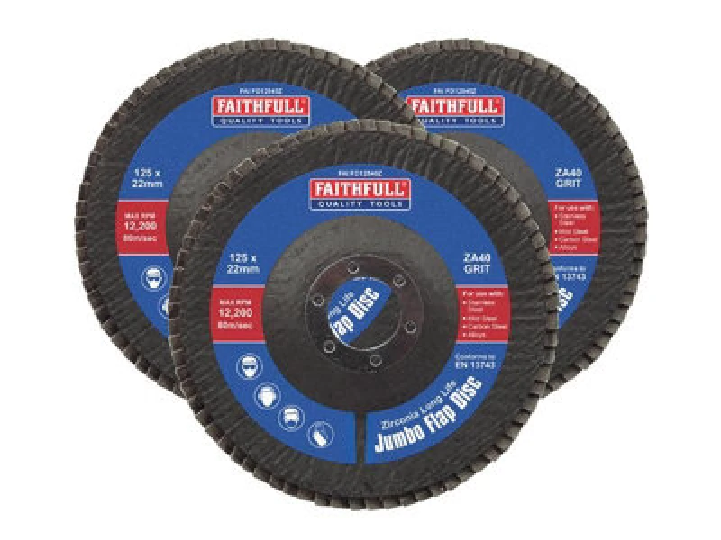 Image of Faithfull Zirconia Abrasive Jumbo Flap Disc FAIFD12540Z3 Diameter: 125mm