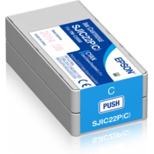 Image of Epson SJIC22P Cyan Ink Cartridge