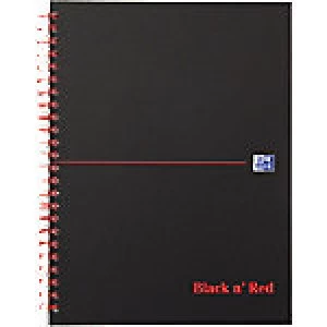 image of OXFORD Black n' Red Wirebound Hardback Notebook Smart Ruled A5+ 140 Pages