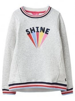 Image of Joules Girls Viola Shine Crew Neck Sweat - Grey, Size Age: 6 Years, Women