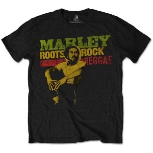 Image of Bob Marley - Roots, Rock, Reggae Unisex Large T-Shirt - Black