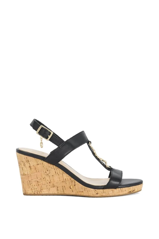 Image of Dune London Womens 'Kasslie' Leather Wedges in Black Size: 3 Black Female 3