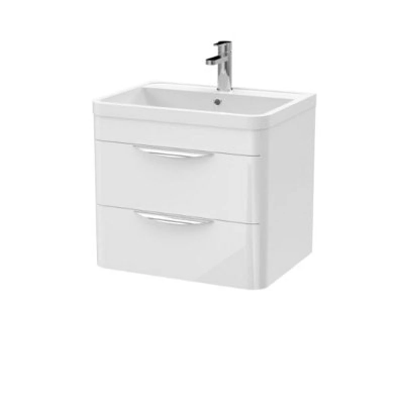 Image of Parade Wall Mounted 2 Drawer Vanity Unit with Ceramic Basin Soft Black