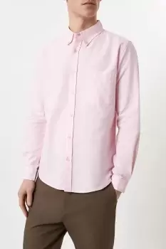 image of Pink Long Sleeve Pocket Oxford Shirt