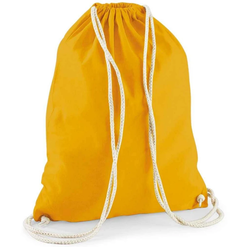 Image of Westford Mill Mens Cotton Drawstring Bag in Mustard Mustard Male