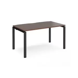 image of Bench Desk Single Person Starter Rectangular Desk 1400mm Walnut Tops With Black Frames 800mm Depth Adapt