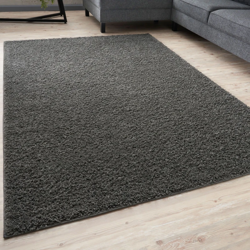 Image of THE RUGS Shaggy Rugs Dark Grey Living Room Rug - Soft Fluffy Thick Carpet For Bedrooms & Kitchen Easy To Clean Home Decor Rugs Size: 80cm x 300 cm