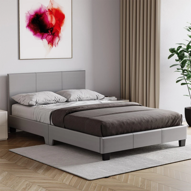 Image of Lassic Lisbon Small Double Faux Leather Bed UKFR Grey unisex S Double