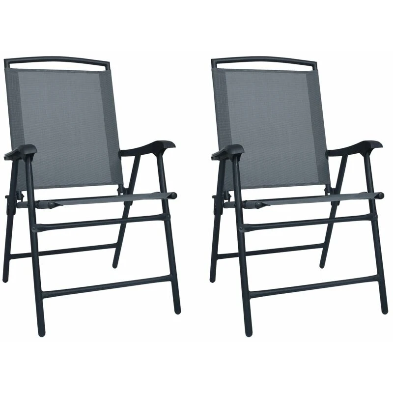 Image of VIDAXL Vidaxl - Folding Garden Chairs 2 pcs Texilene Grey 47922