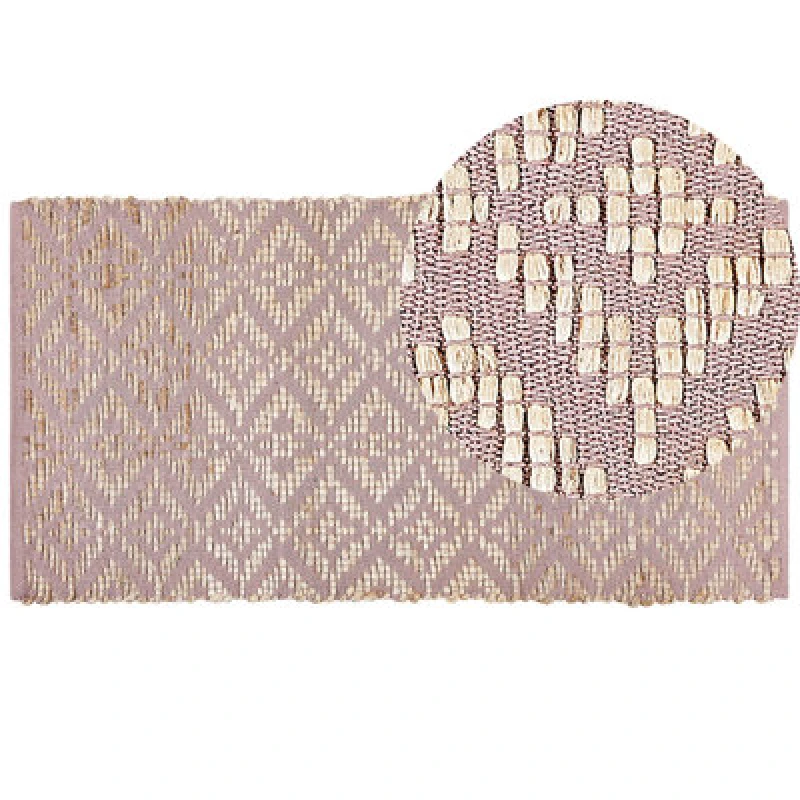 Image of Beliani Rug Gerze Pink 80 X 150 Cm Cotton