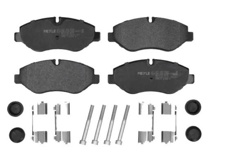 Image of MEYLE 025 292 2920 Brake pad set Front Axle, prepared for wear warning indicator, Original Quality, with anti-squeak plate Brake Pad Set,disc brake (