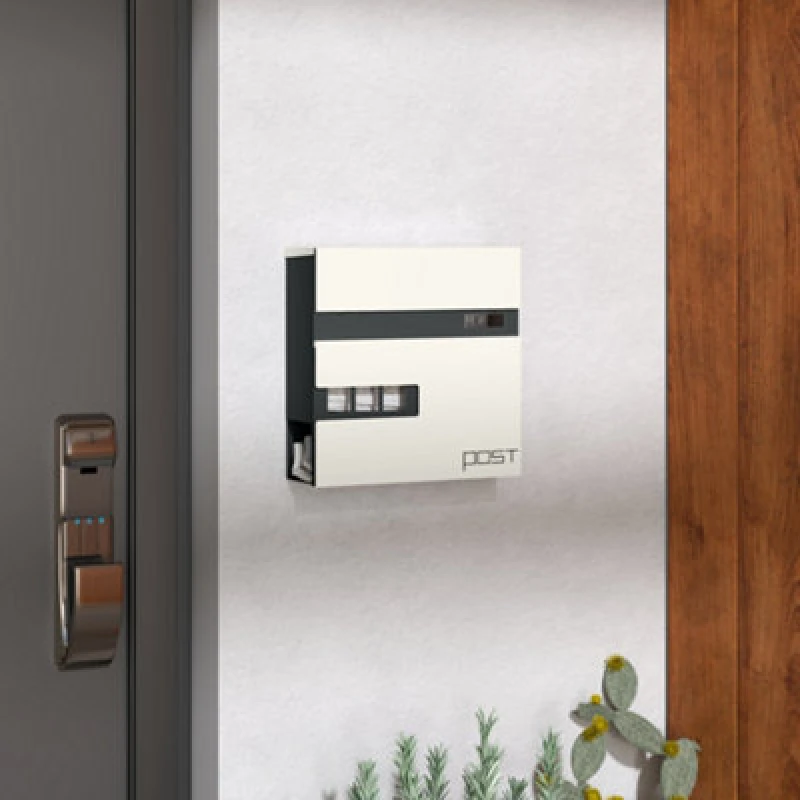 Image of HOMCOM Wall Mounted Post Box, Weatherproof Letterbox with Lock, White White