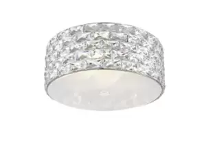 Image of Aruba 5 Light LED Flush Ceiling Light Chrome Crystal Ceiling Light