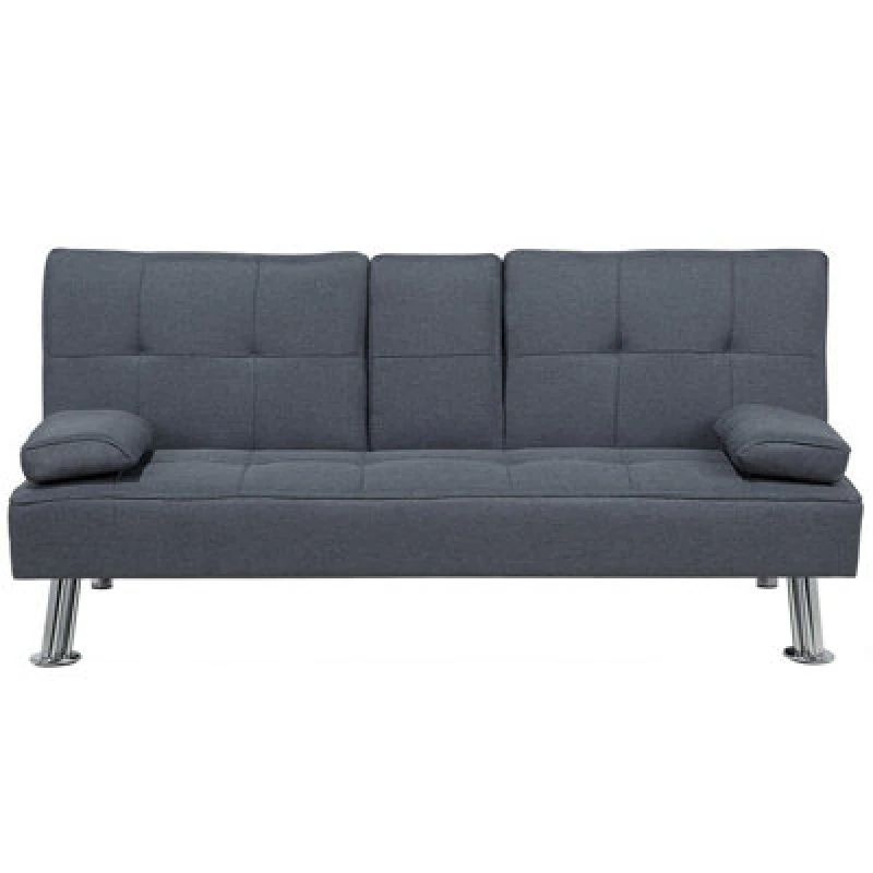 Image of Beliani Sofa Bed 3 Seater Roxen Fabric Dark Grey
