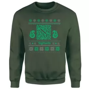 image of Harry Potter Slytherin Christmas Christmas Jumper - Green - L