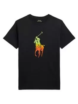 Image of Ralph Lauren Boys Large Colour Pony T-Shirt - Black, Size 12-14 Years=L