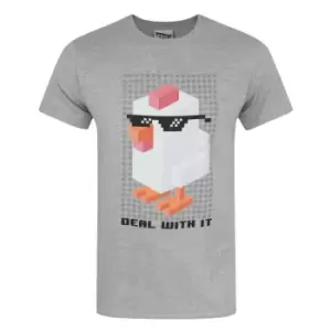 Image of Crossy Road Mens Official Deal With It T-Shirt (Medium) (Light Grey)