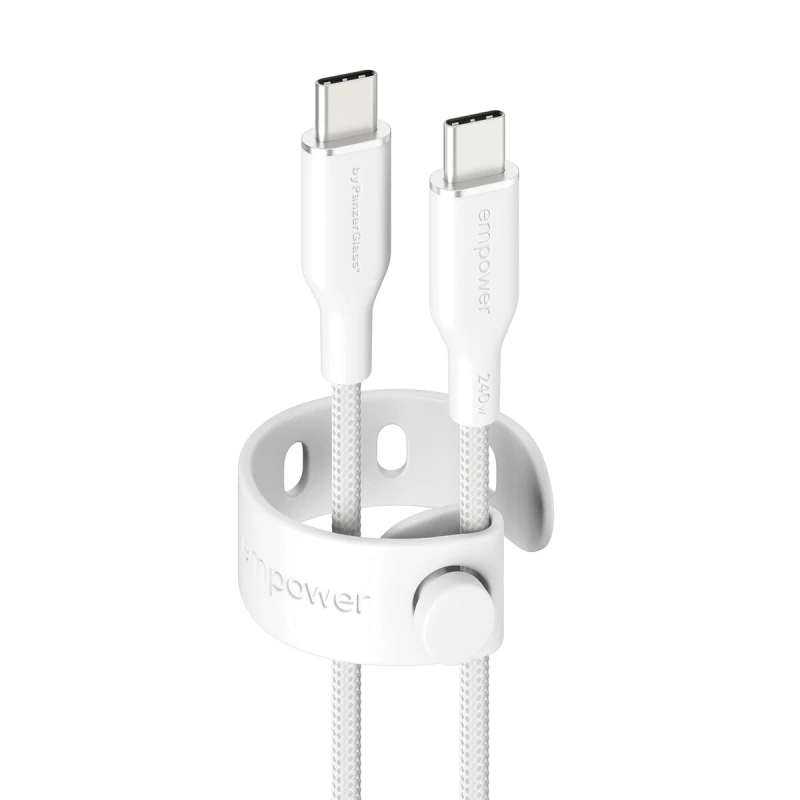 Image of PanzerGlass PanzerGlass empower by Racing 240W USB-C to USB-C Cable USB 2.0 1.2M Silver White EM77569