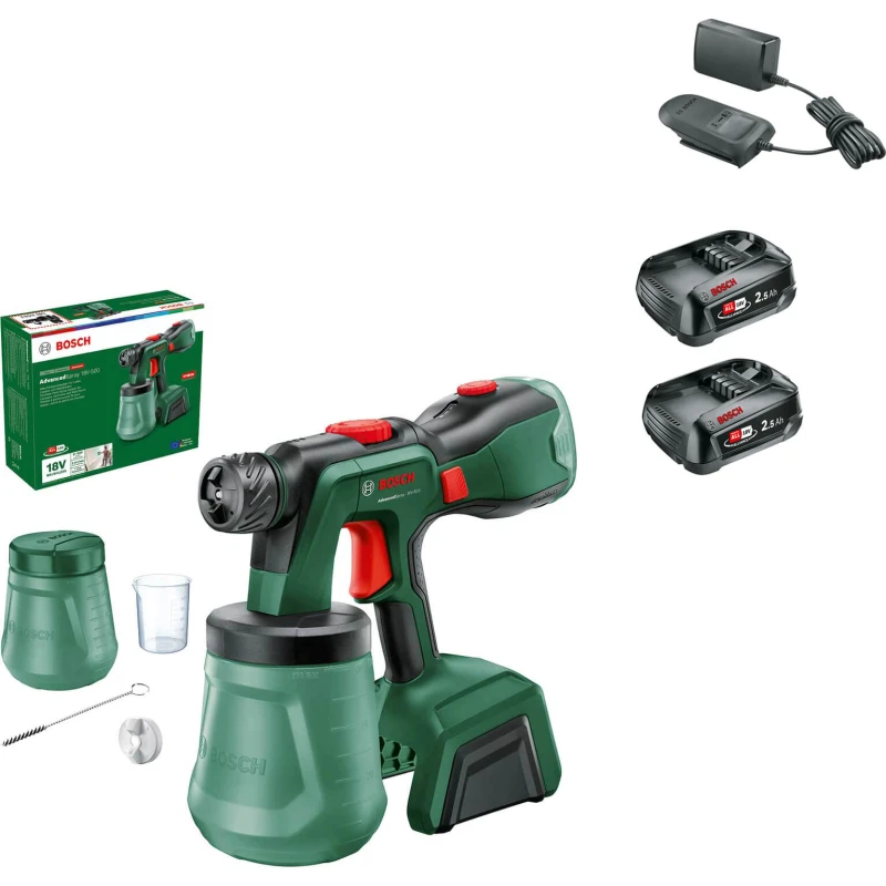 Image of Bosch ADVANCEDSPRAY 18V-500 P4A 18v Cordless Paint Spray System ADVANCEDSPRAY 18V-500 Batteries: 2 x 2.5ah Li-ion