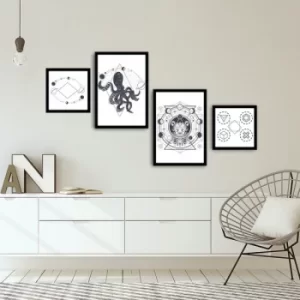 Image of 4PSCT-10 Multicolor Decorative Framed MDF Painting (4 Pieces)