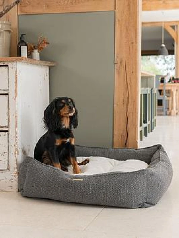 Image of Lords and Labradors Box Bed w/Inner Granite Boucle M, Grey 29440