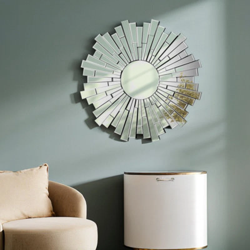 Image of Premier Housewares Glitzy Large Circular Wall Mirror Silver