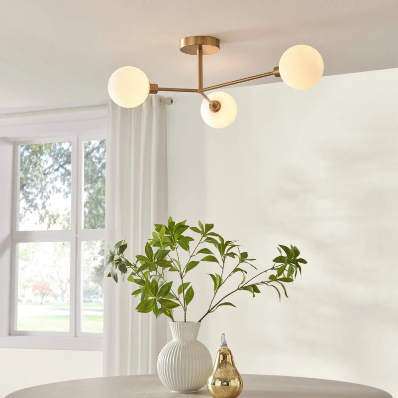 Image of FurnitureboxUK Martha 3 Frosted Glass Globes Ceiling Light in Gold Gold Unisex