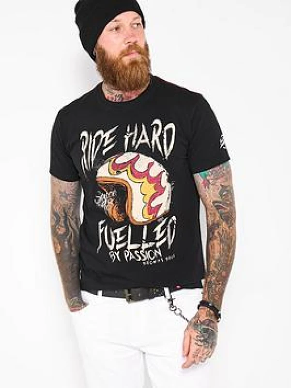 Image of Joe Browns Joe Browns Men Biker Helmet Print Crew Neck Tee in Black Size: Medium Black M Male 5059953312888