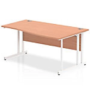 Image of Impulse 1600 Right Hand White Cantilever Leg Wave Desk Beech